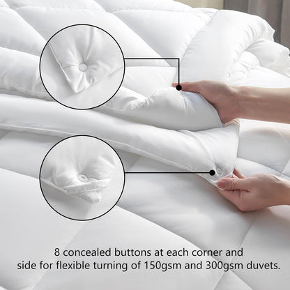 Bettdecke 135x200 4 Jahreszeiten 2 teilig Flauschige Decke Steppdecke Weiss