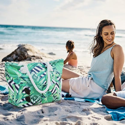 30L Groß Strandtasche XXL mit Schuhfach Reißverschluss Wasserdicht Beach Bag