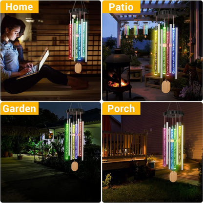Buntes Solar Windspiel mit Aluminiumrohren 4 LED Draußen Wasserdicht Deko