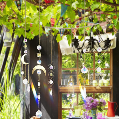 Sonnenfänger Kristall 6 Stück Fenster Hängend Sonne Mond Sterne Deko 40cm