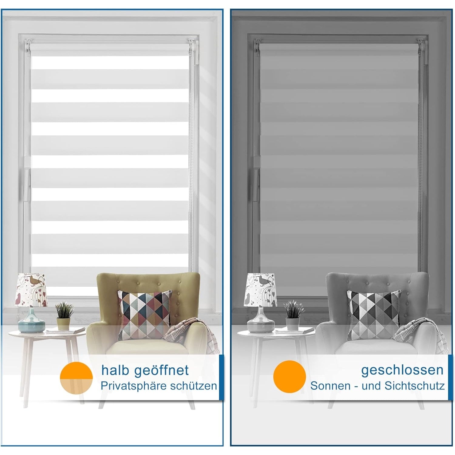 Rollos Plissee ohne Bohren Verdunkelung Doppelrollo Klemmfix Fenster 40x130cm