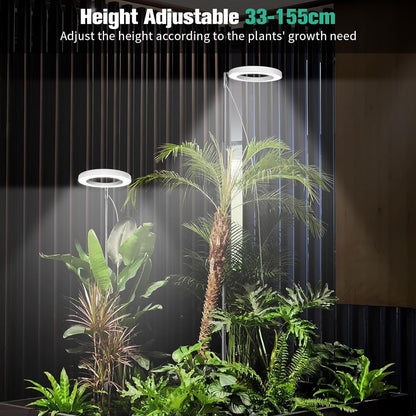 Pflanzenlampe LED Vollspektrum Grow Lampe 155cm Höhenverstellbar Timer Weiß