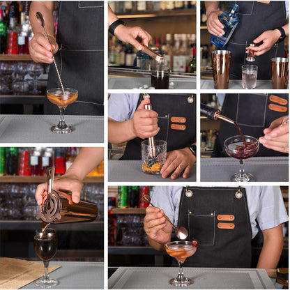 Cocktail Shaker Set Rosegold 550ML/750ML 12-Teilig Edelstahl Barkeeper Kit