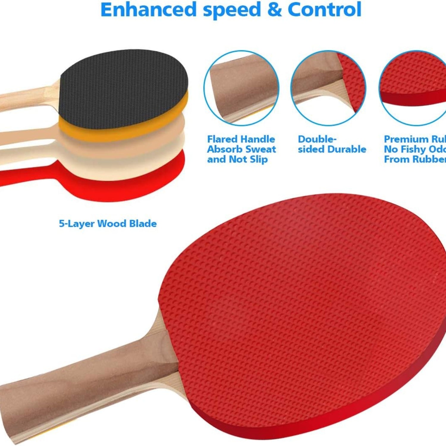 Tischtennisschläger Set mit Tischtennisnetz Tischtennis Set 2 Schläger 6 Bälle