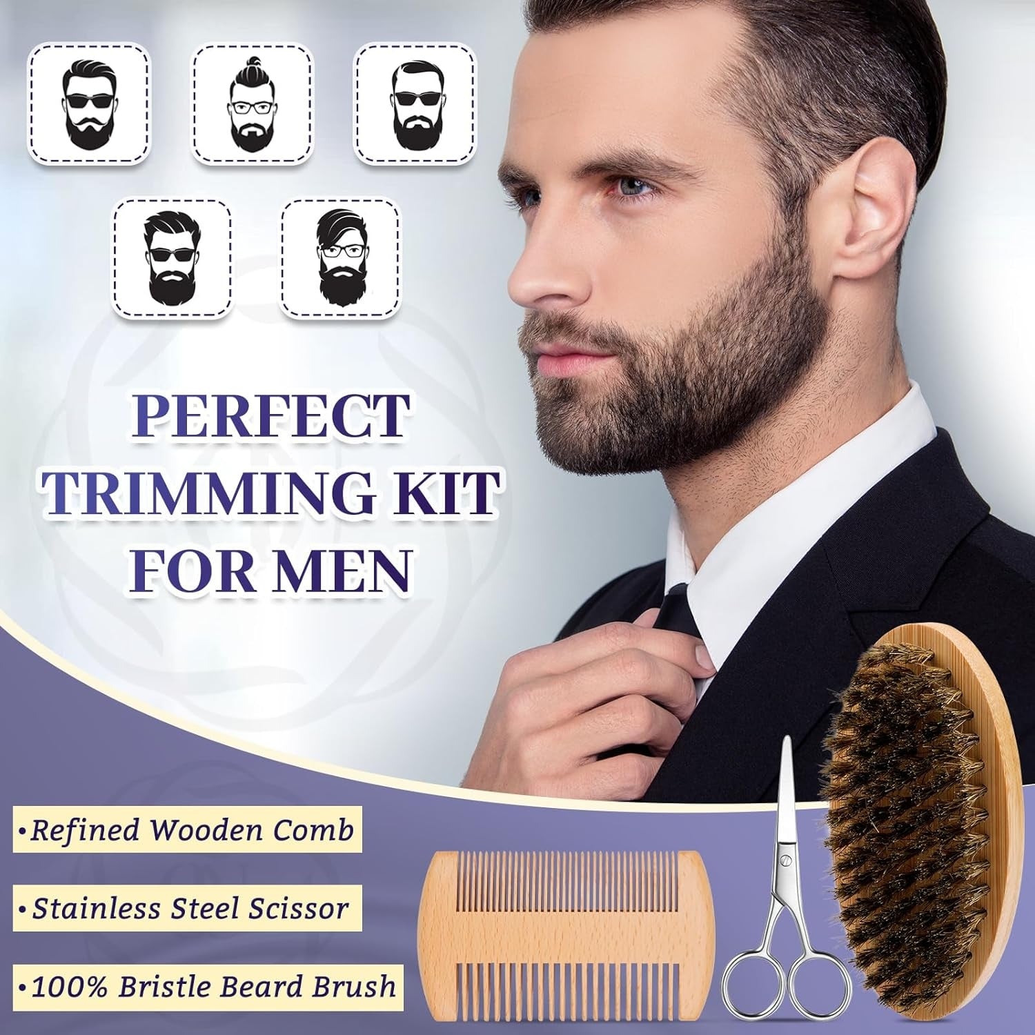 Männer Bartpflege Set Geschenk Bartwachstum mit Öl Balsam Roller Serum Bürste