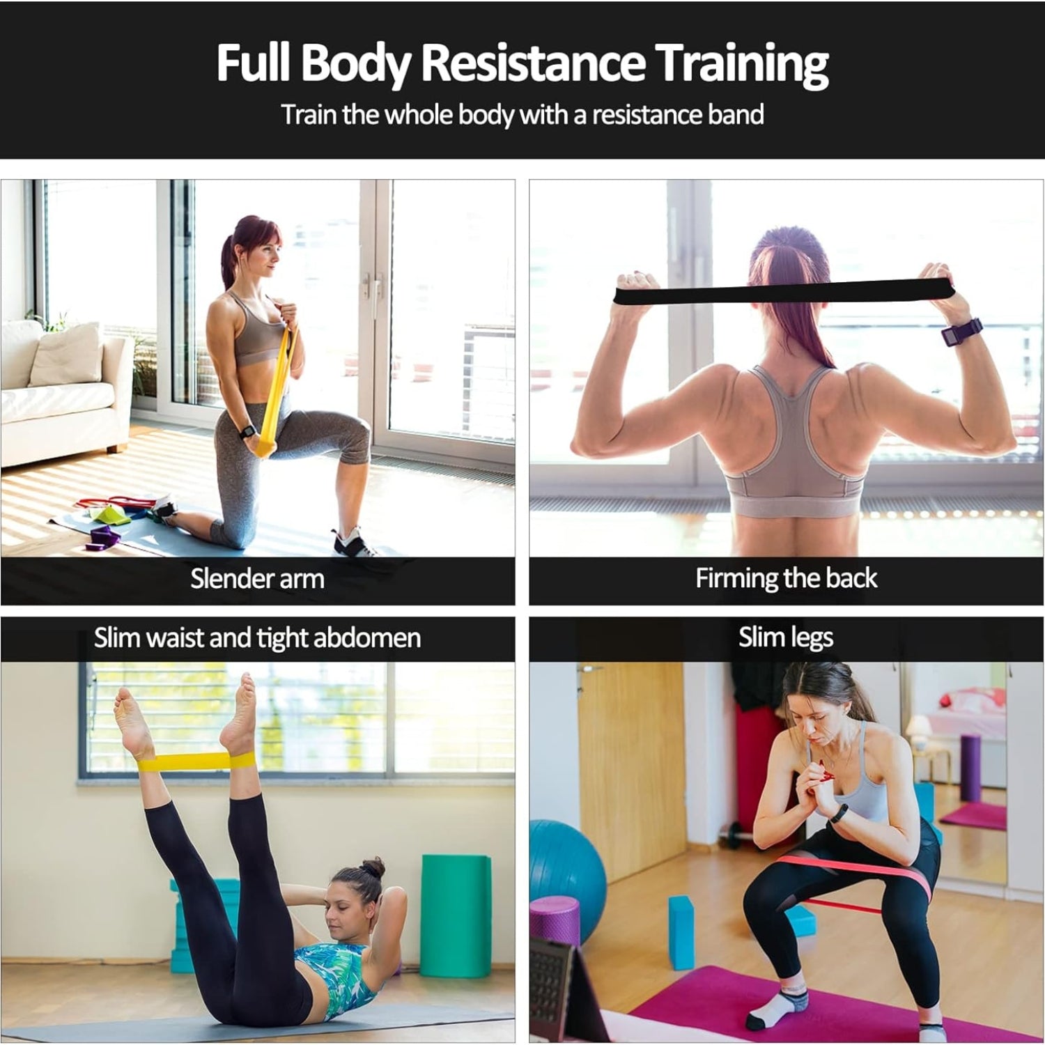 Fitnessbänder Terrabänder Widerstandsband Set 5 Stück für Yoga Stretching