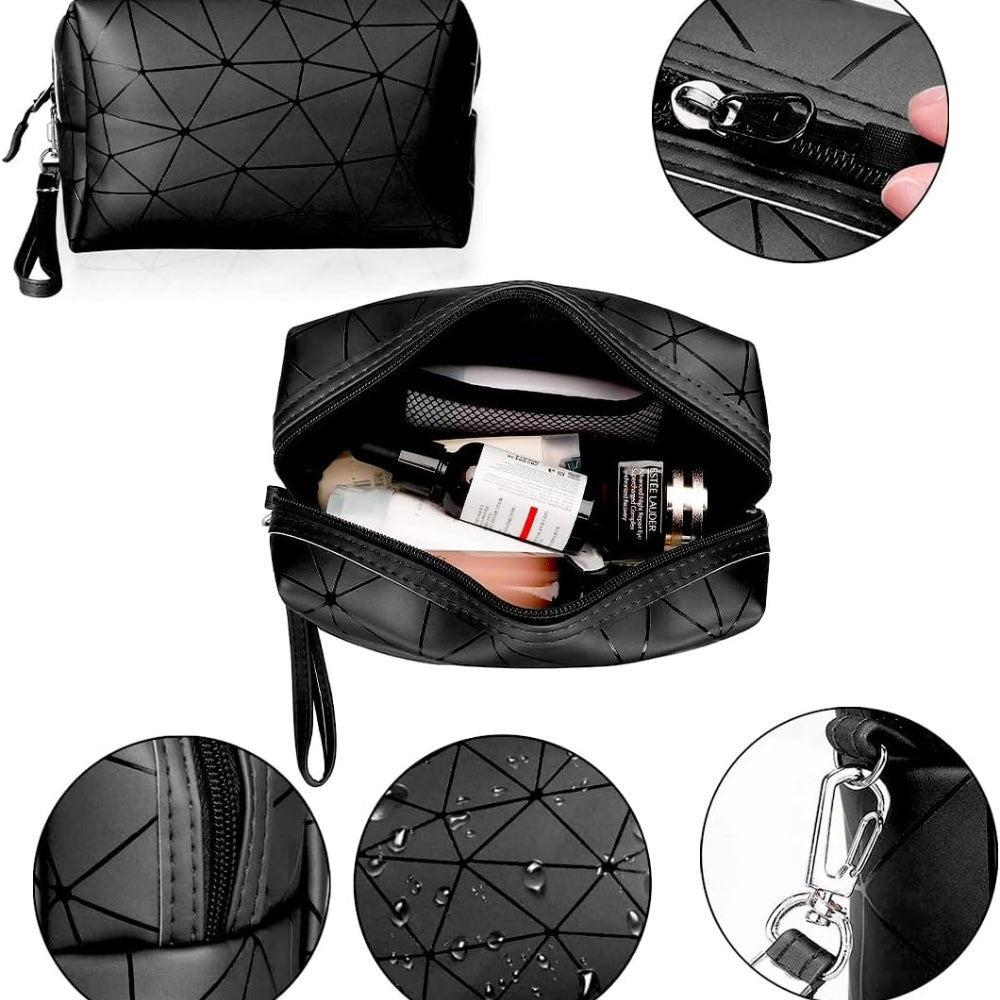 3 Stk Kosmetiktasche Transparent Schwarz Doppellagig Groß Klein Set