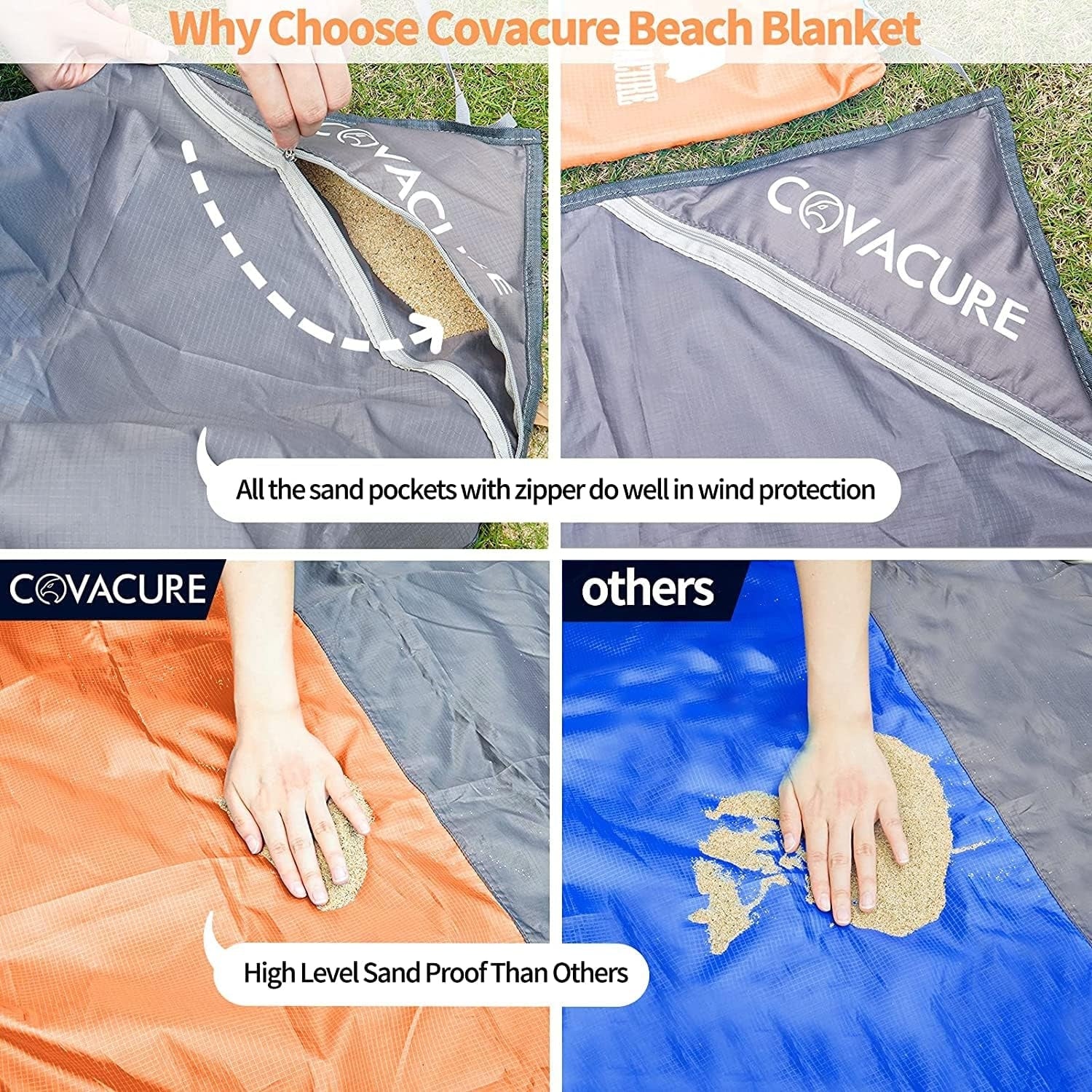 Picknickdecke Wasserdicht Strandmatte 210x200cm Campingdecke Orange