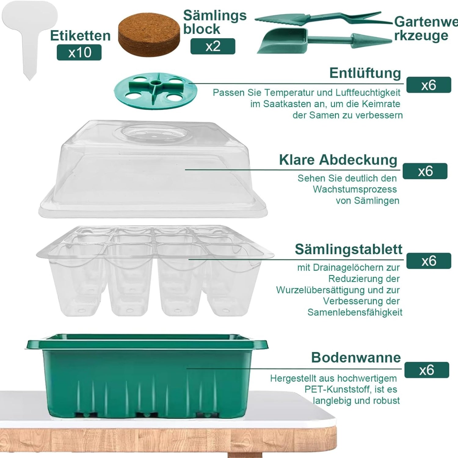 Gewächshaus Klein Indoor Gewächshaus 6 Stück Anzuchtkasten Setzling Starter Set