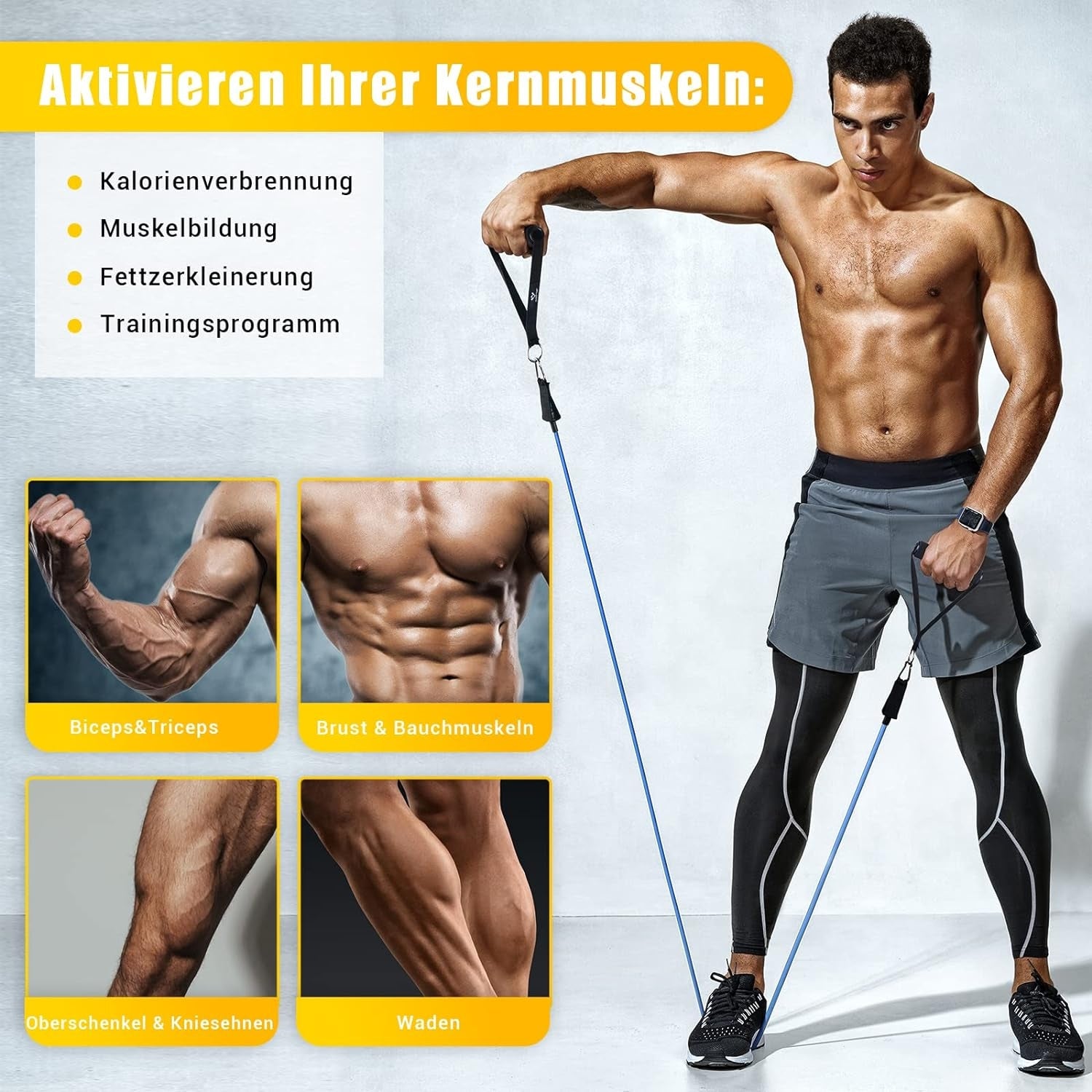 Resistance Bands Set Fitnessbänder 5 Stück mit Griff und Türanker