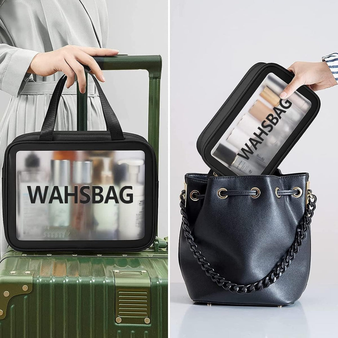 3er Set Kosmetiktasche Transparent Wasserdicht Reise Kulturbeutel Schwarz