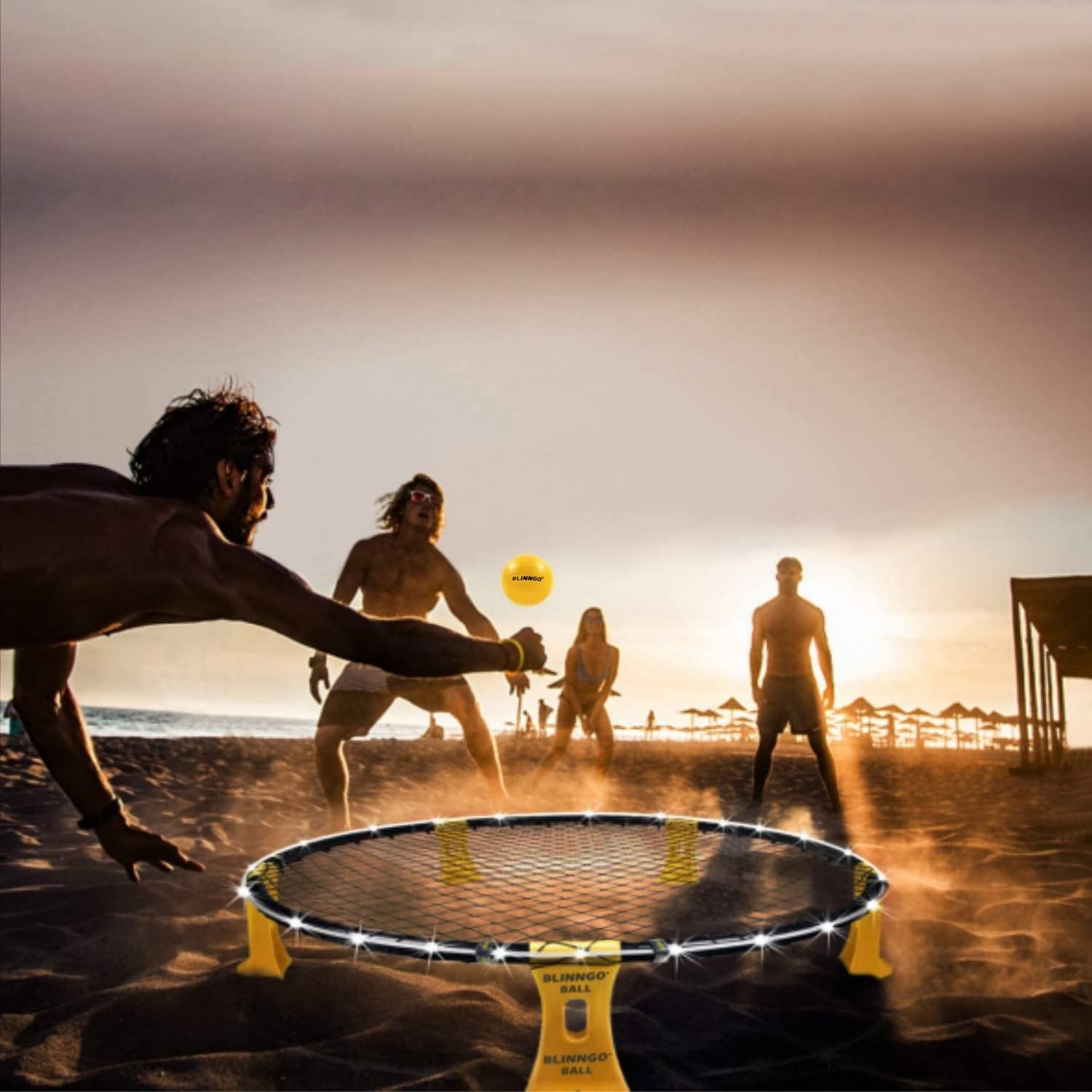 Ballspiele für Draußen Outdoor Spielzeug Blinngoball Roundnet Set 3 Bälle Netz