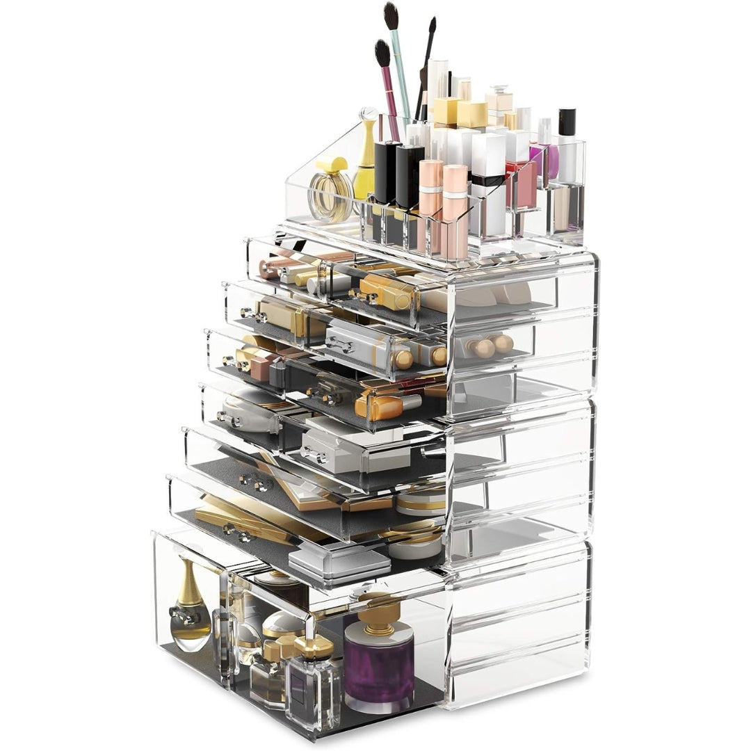XXL Schmink Organizer Transparent 4 Lagen Große Kapazität Kosmetikbox