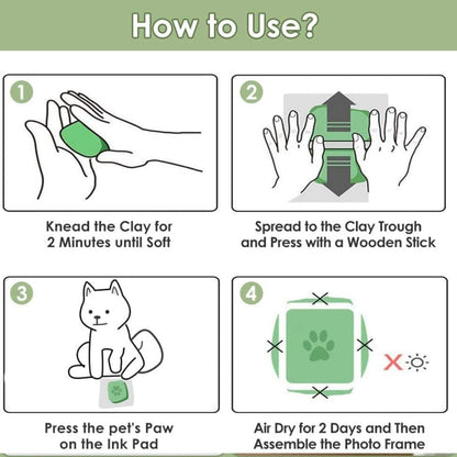 Haustier Pfotenabdruck Set Holz Bilderrahmen 3D Gipsabdruck Wanddekoration Weiß