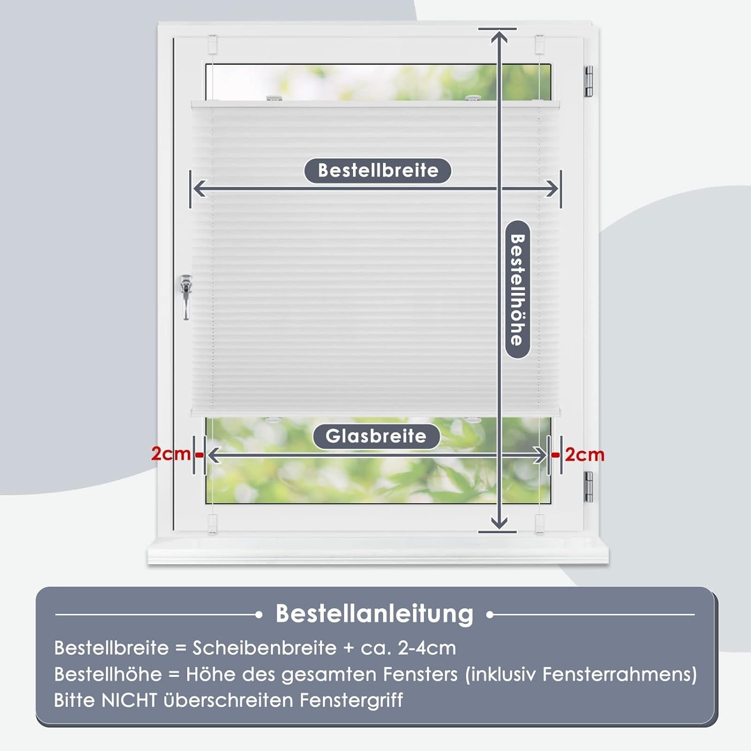Plissee Klemmfix Jalousie ohne Bohren Rollos weiß 80x120cm Lichtdurchlässig