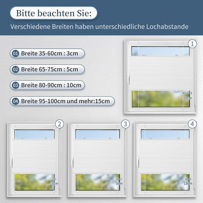 Plissee ohne Bohren Verdunkelung Thermo Wabenplissee 90x220cm Weiß klemmfix