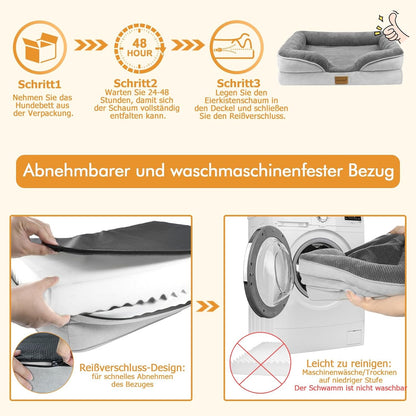 Orthopädisches Hundebett Mittelgroße Hunde Hundekorb Waschbar 91x68cm