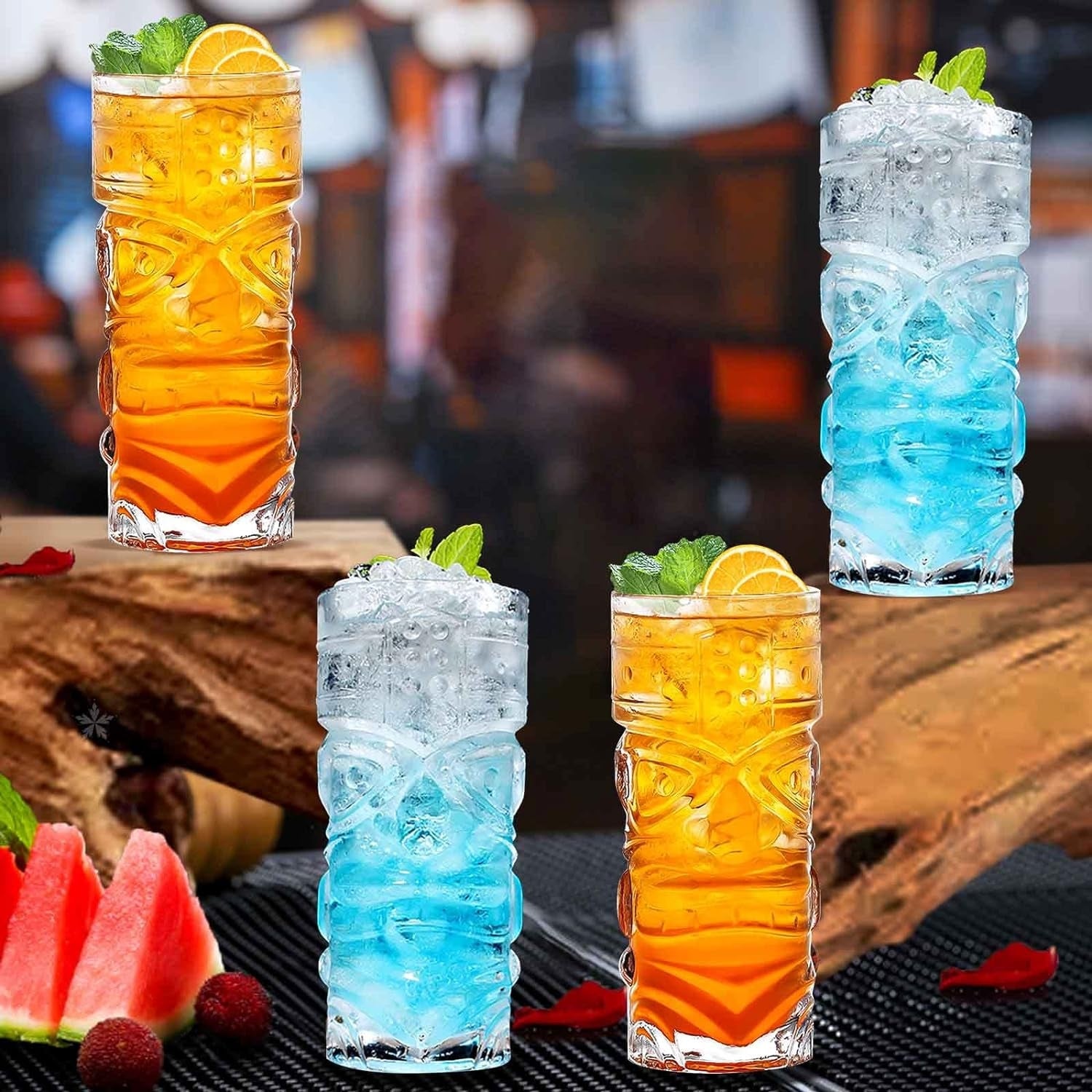 Moderne Tiki Cocktailgläser 400ml Lustige Longdrinkgläser 6er Set