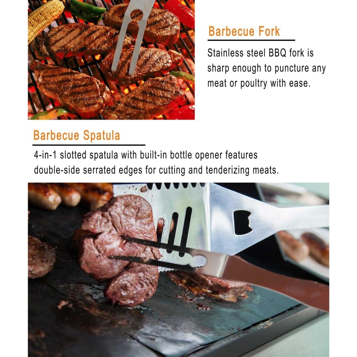 Hochwertiges Grillbesteck Set mit Fleischthermometer 25 tlg für Männer Geschenk