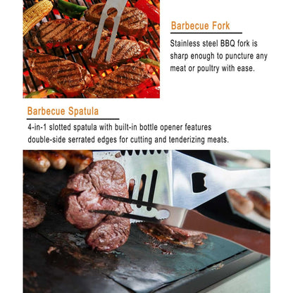 Hochwertiges Grillbesteck Set mit Fleischthermometer 25 tlg für Männer Geschenk