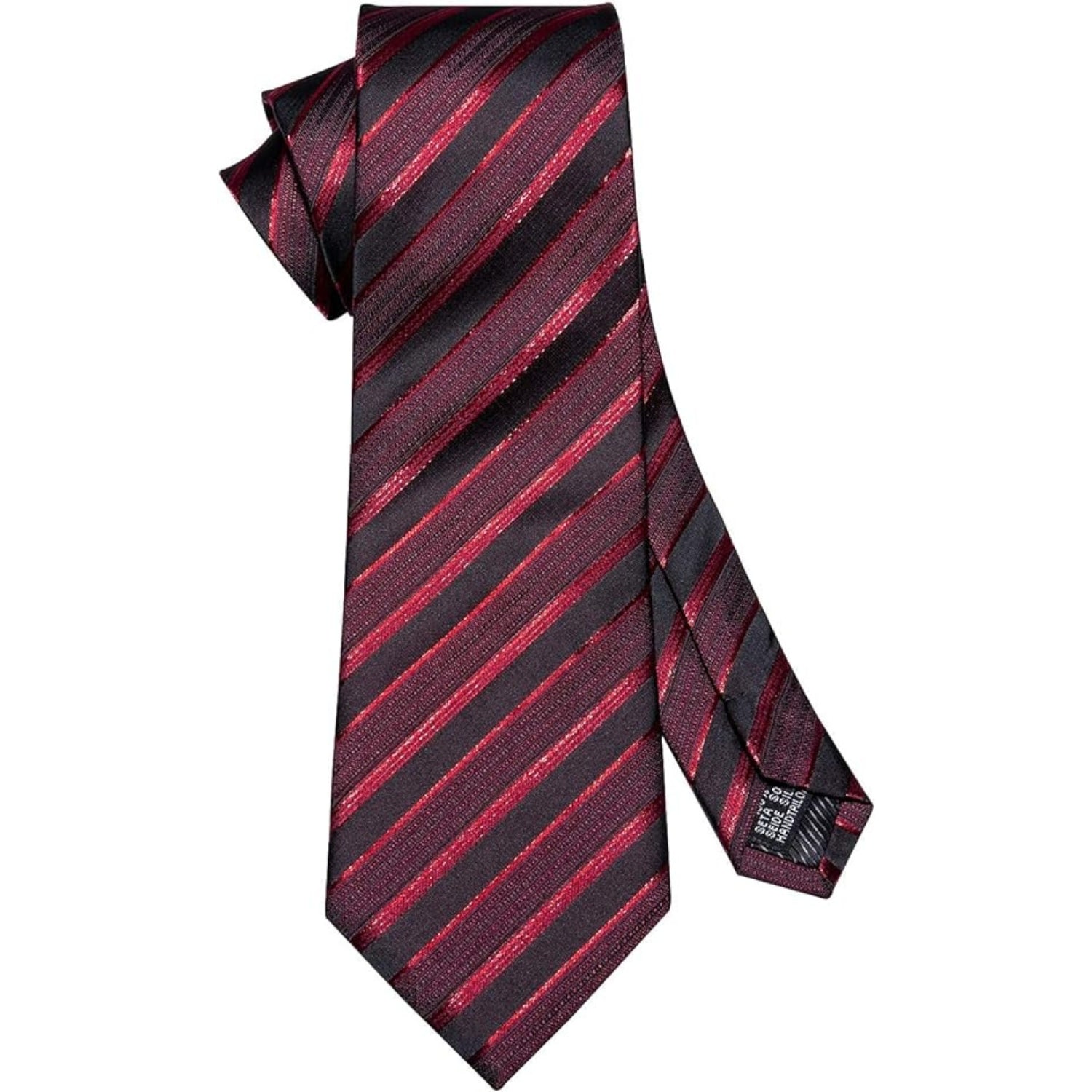 Geschenke für Männer Seiden Krawattenset Schwarz Rot mit Manschettenknöpfen