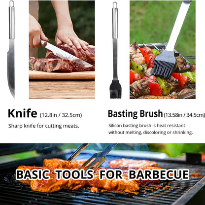 XL Grillbesteck Set 9tlg aus Edelstahl Geburtstagsgeschenk für Männer mit Tasche