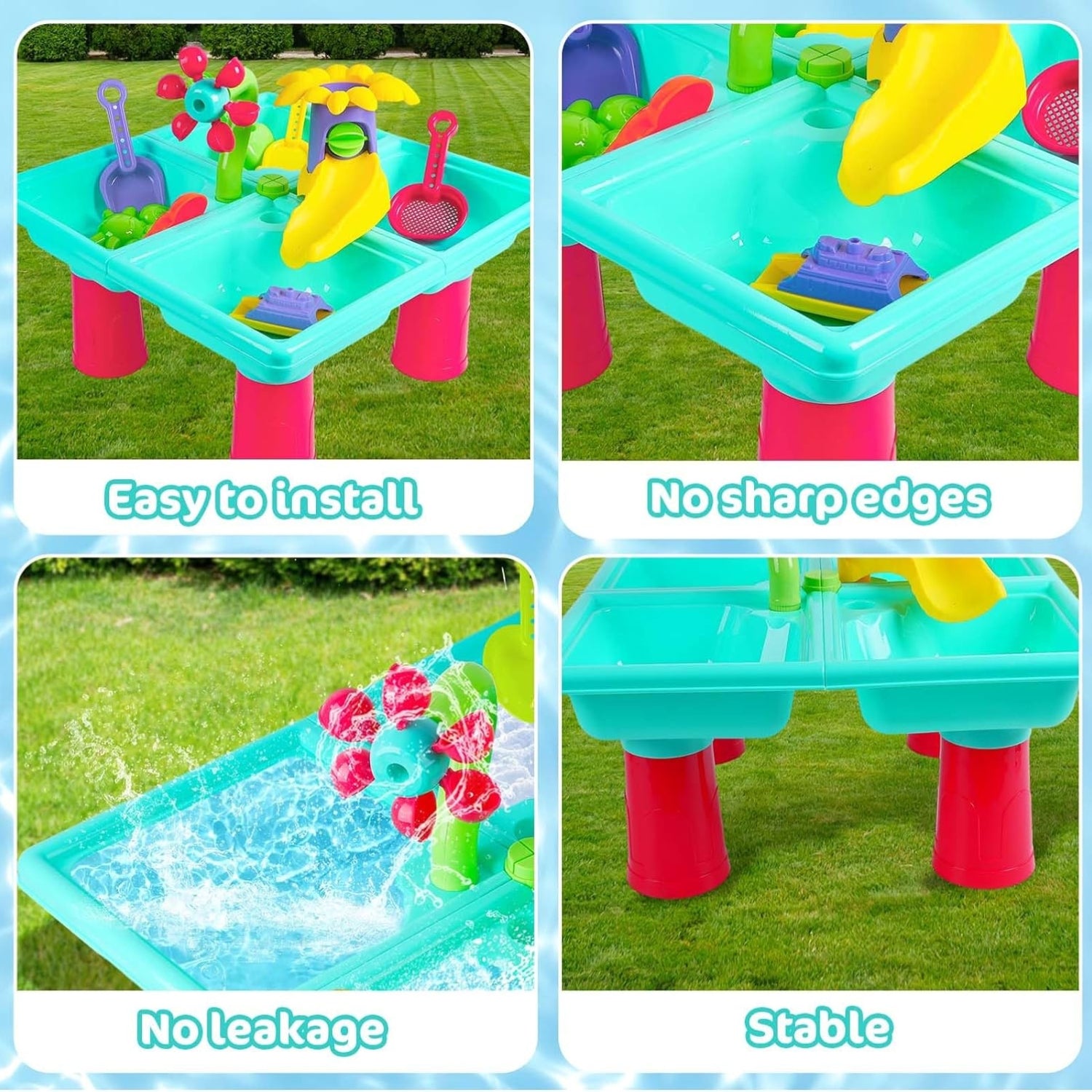 Sand Wasserspieltisch Geschenke für Kinder 4 IN 1 Wassertisch Strandtisch 25pcs