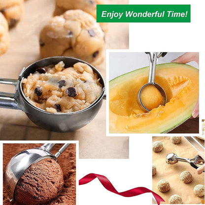 Eisportionierer Edelstahl Set 3 Größen Auslöser Eiscreme Kekse Fleischbällchen