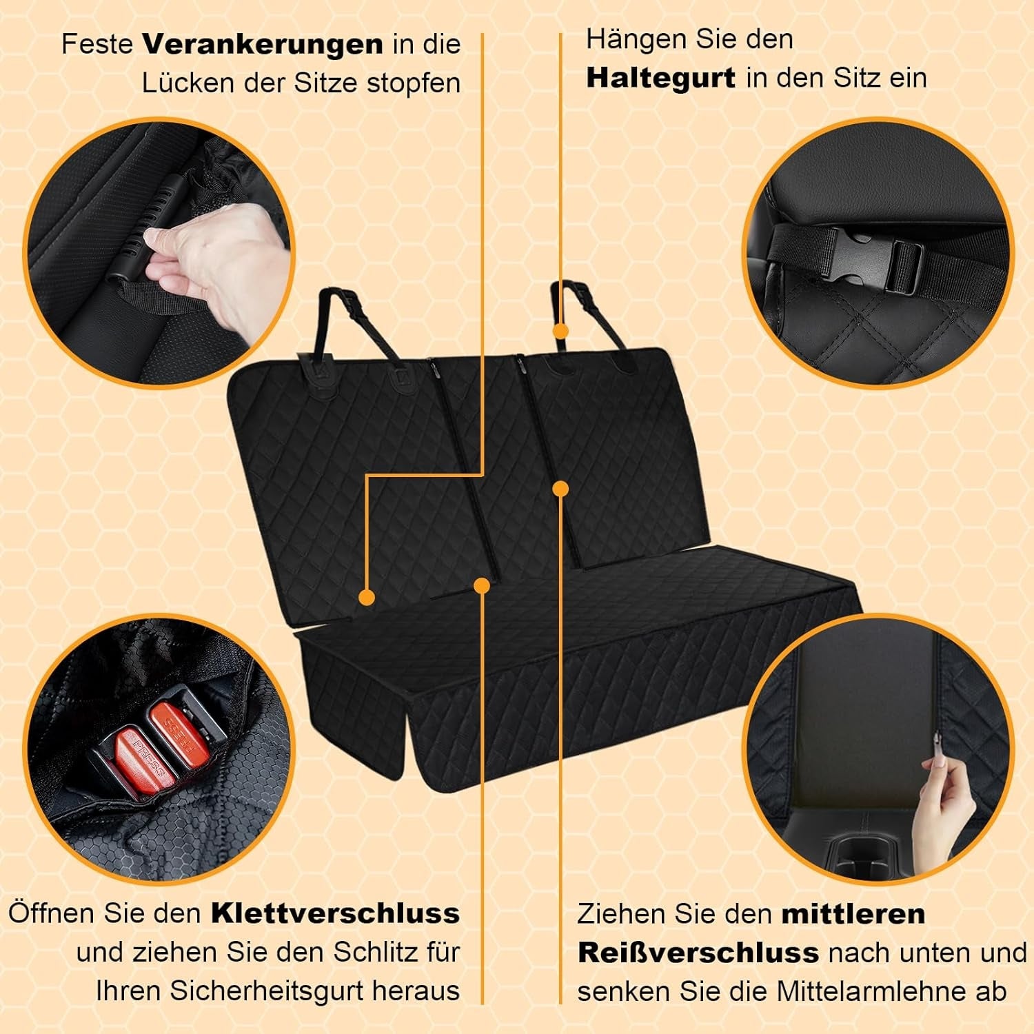 Hundedecke Rücksitz Isofix Wasserdicht Rutsch Kratzfeste Auto Rückbank Schutz