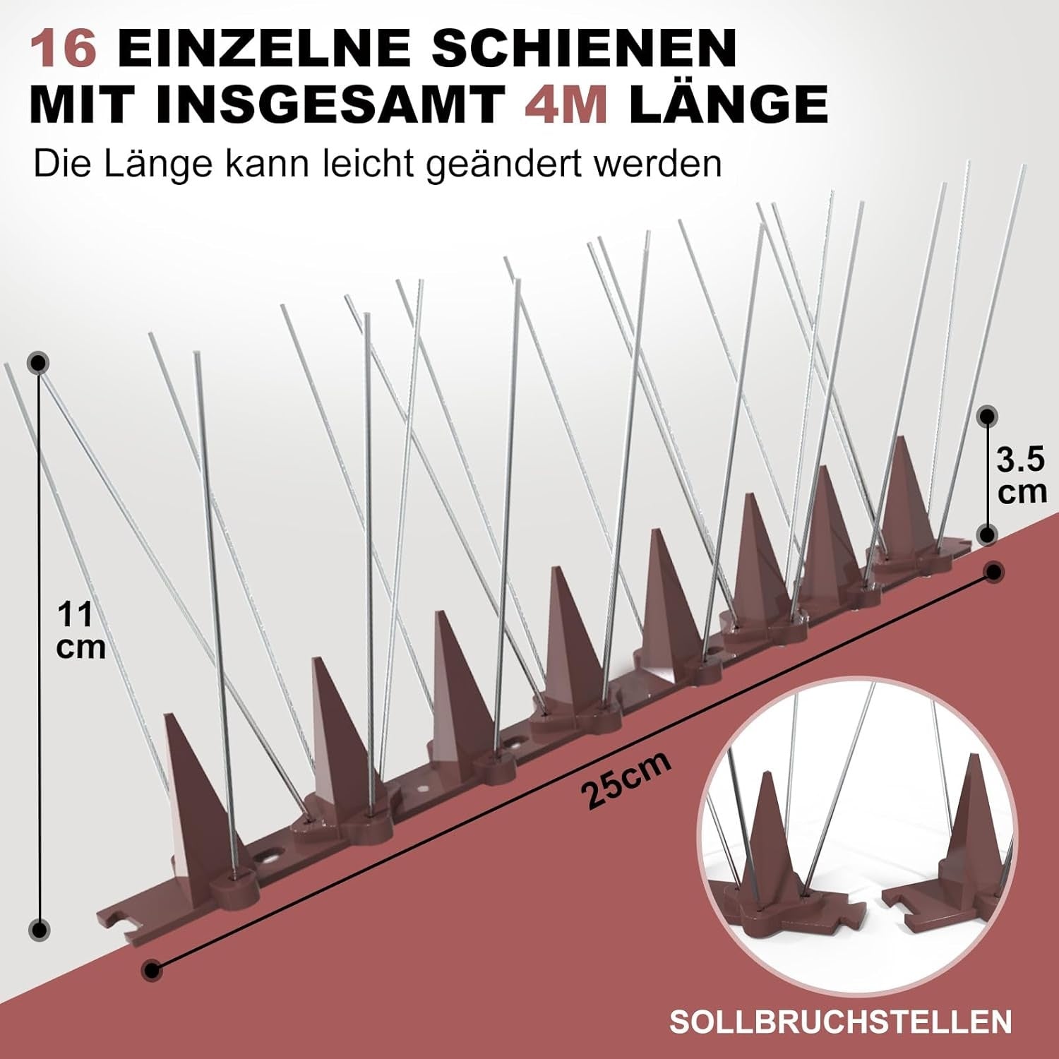 4M Taubenabwehr Spikes Edelstahl Balkon Abwehr Gegen Vogeldreck 16 Stück