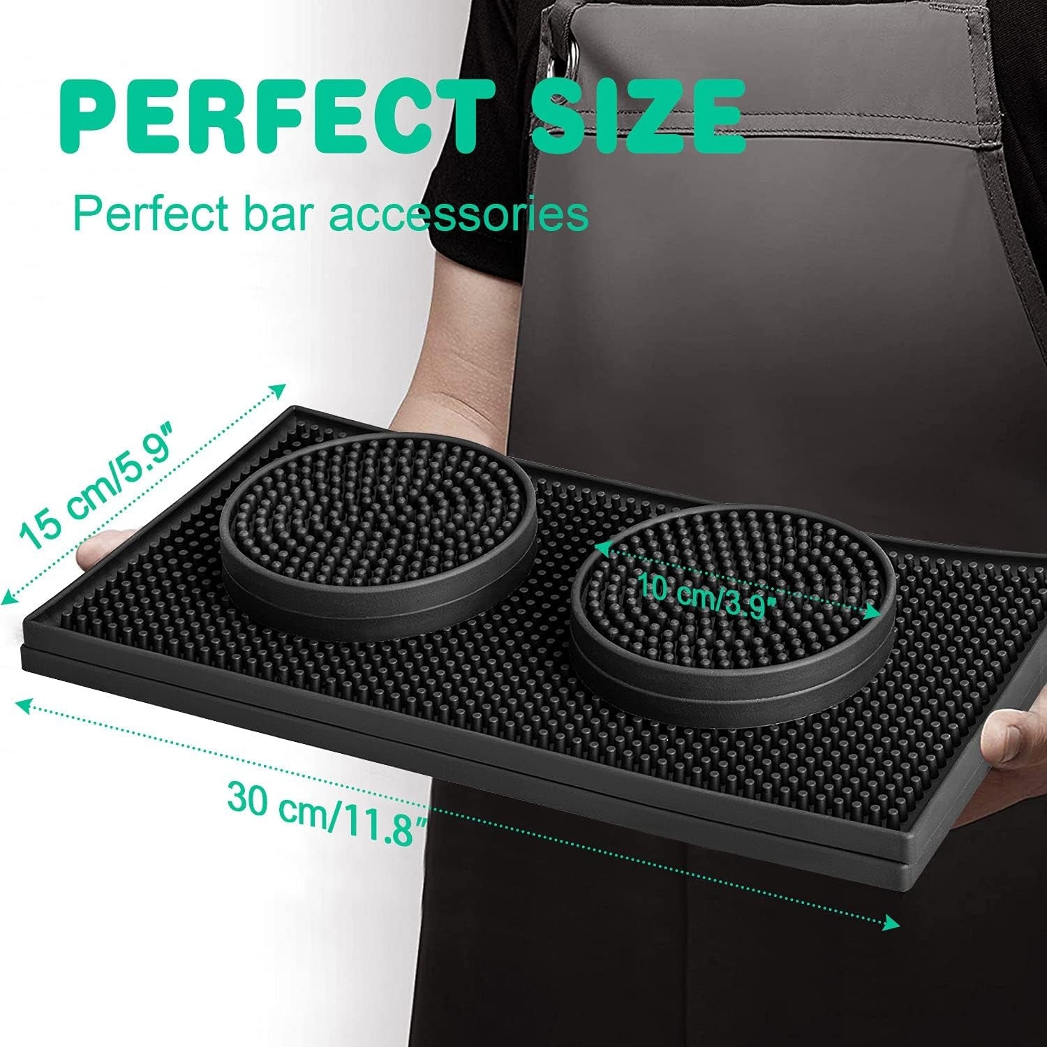 Silikon Barmatte 2 Stück 30x15cm Schwarz Bar Zubehör Anti Rutsch Abtropfmatte
