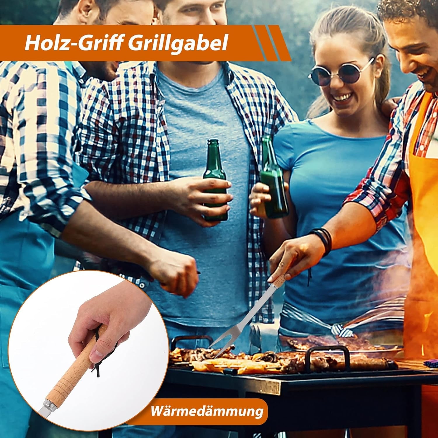 Geburtstagsgeschenk für Männer 3 Teiliges Barbecue Tool Set Edelstahl Holz