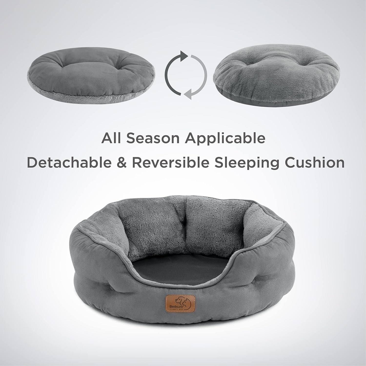 Katzenbett waschbar 51x48x15cm Katzen Bettchen grau mit Kissen