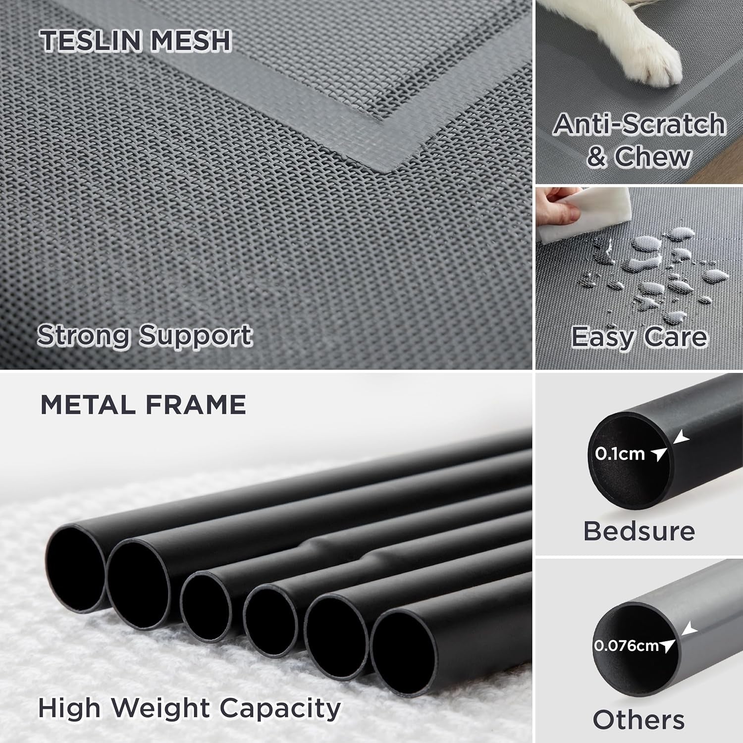 Hundeliege outdoor Grosse Hunde grau erhöhtes Hundebett 124x90x20cm