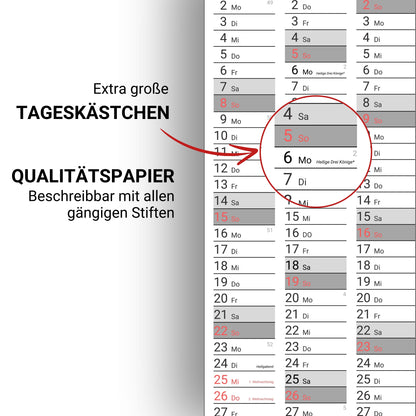 Kalender 2025 Wandkalender groß | Familienkalender | Jahreskalender 97x67 cm | Inkl. Feiertage nach Bundesländern | Wochenplaner