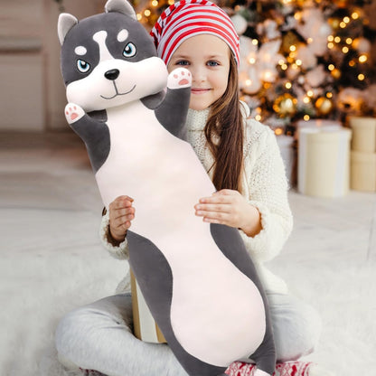 90cm Husky Kuscheltier Hund Weich Plüschtier Kissen Kinder Erwachsene