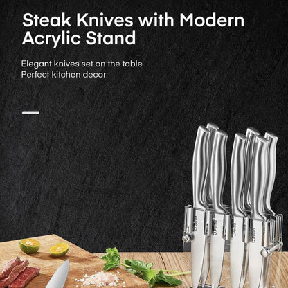 Messerblock mit Messer Steakmesser Set 9-teiliges gezahnte Klingen