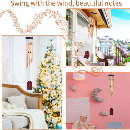 8 Rohre Windspiele Rosegold Aluminium für Draußen Garten Balkon Entspannende Klänge