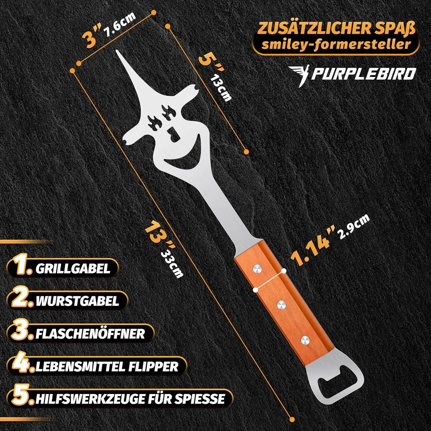 Multifunktionale 5-in-1 Fleischgabel Grillgabel Grill Geschenke für Männer