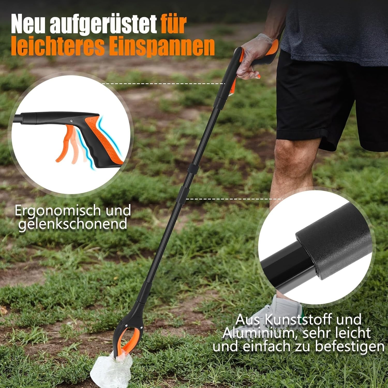 2 x Müllzange Greifzange 100 x 80 cm Faltbare Müllgreifer Drehbar Greifzange