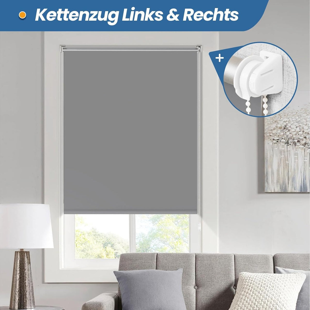 Plissee ohne Bohren Verdunkelung Thermorollo 55x110cm Hellgrau Klemmfix Rollo