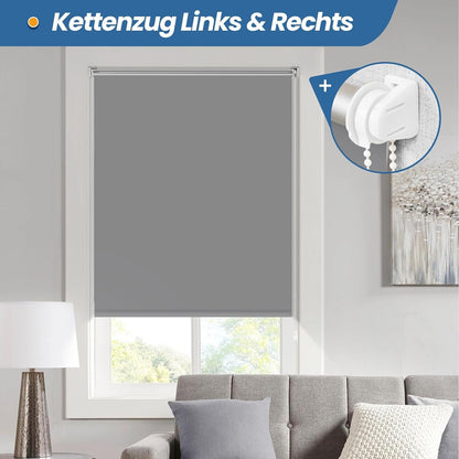 Plissee ohne Bohren Verdunkelung Thermorollo 55x110cm Hellgrau Klemmfix Rollo
