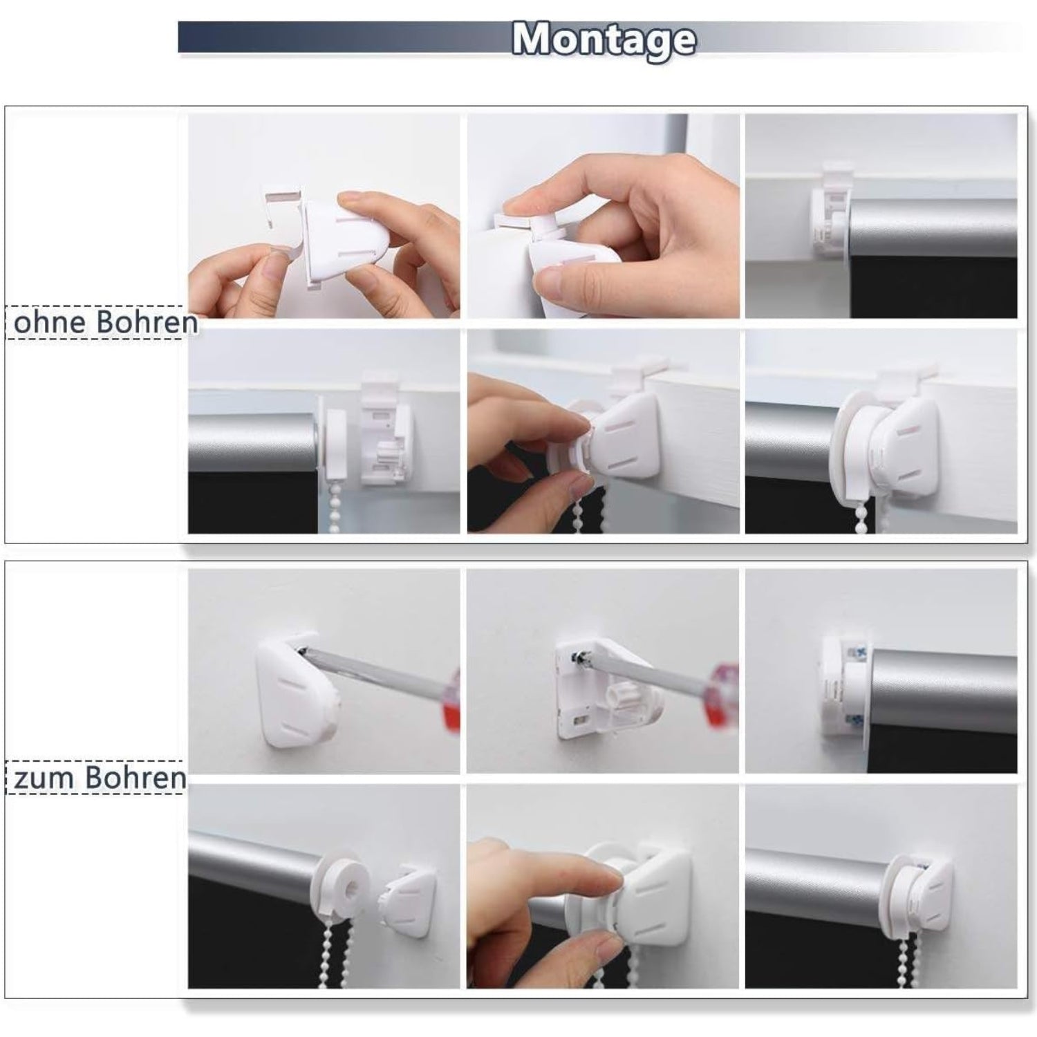 Verdunkelungsrollo ohne Bohren 60x150cm Schwarz Rollos für Fenster Thermorollo