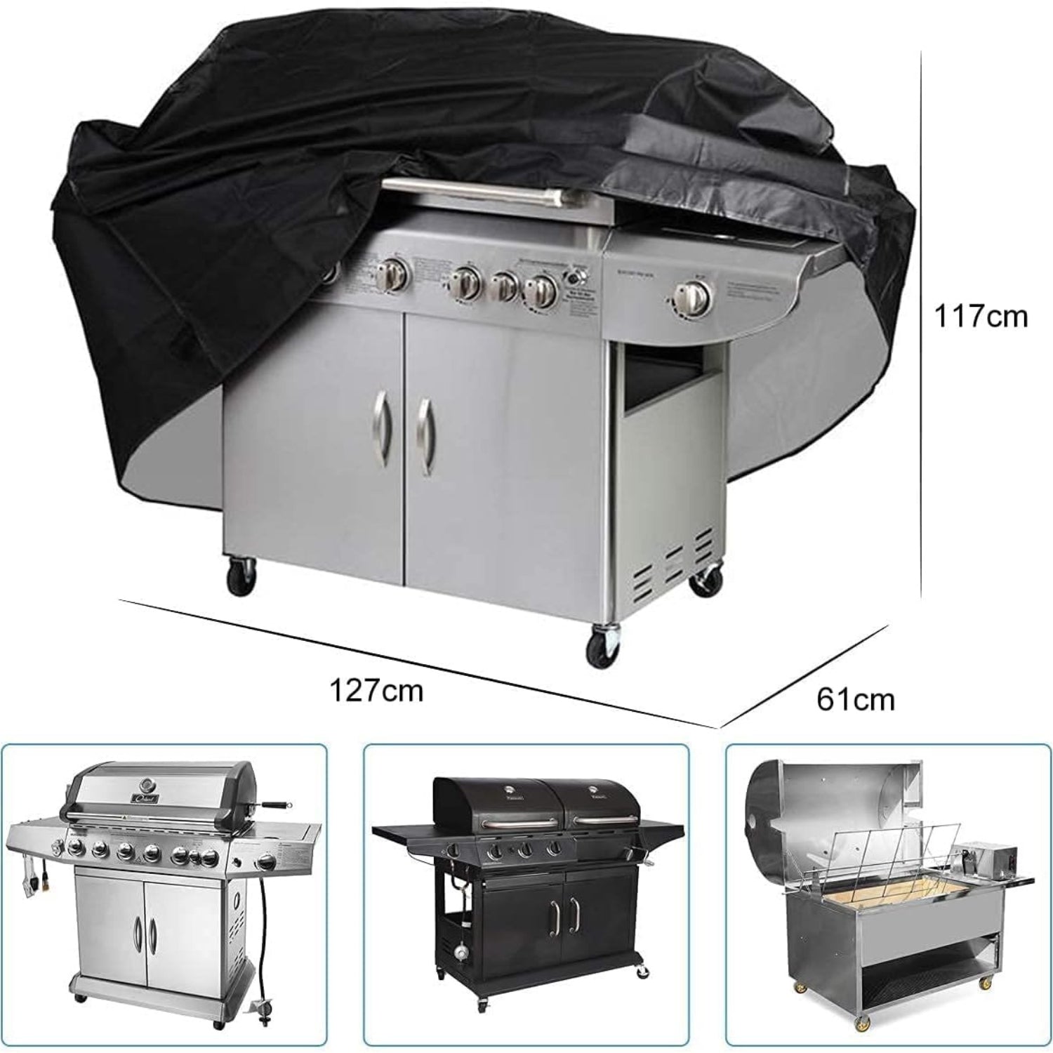 Abdeckplane Wasserdicht Grillabdeckung Wetterfest 420D Oxford 127x61x117cm UV