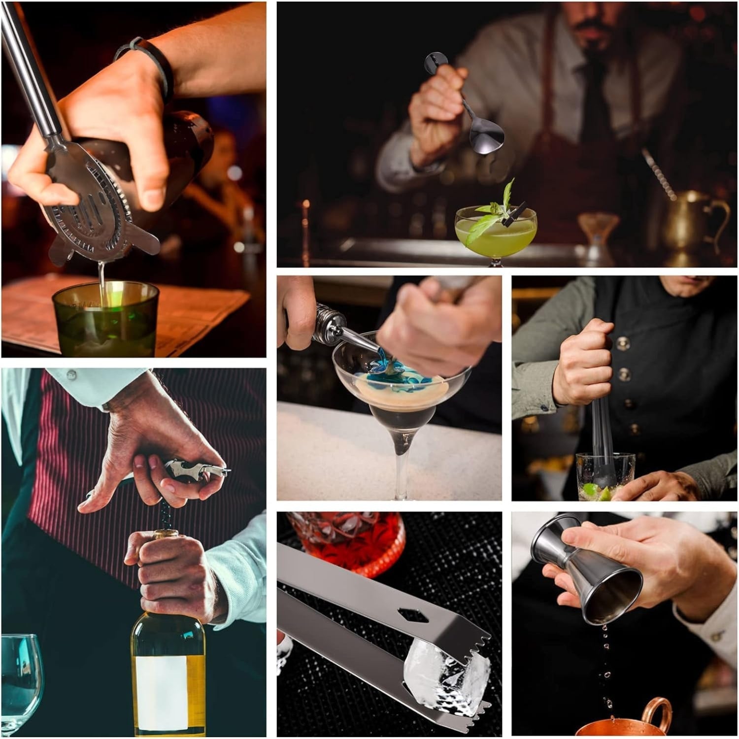 Cocktail Shaker Set 750ML Edelstahl 12-Teilig Barkeeper Geschenk Kit Grau