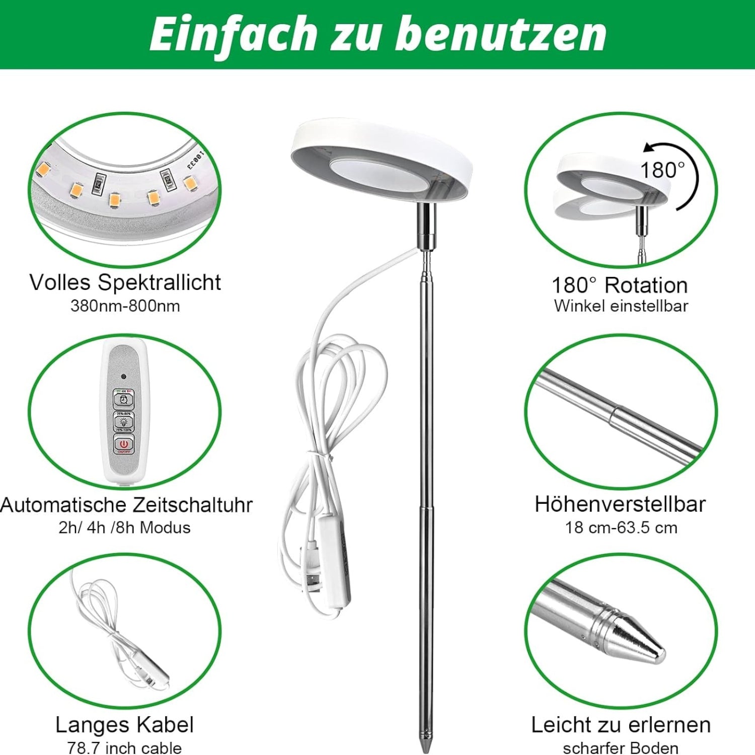 2 Stück Pflanzenlampe LED Grow Lampe Vollspektrum für Zimmerpflanzen Timer
