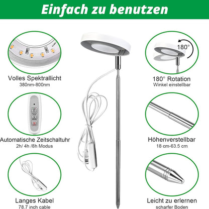 2 Stück Pflanzenlampe LED Grow Lampe Vollspektrum für Zimmerpflanzen Timer