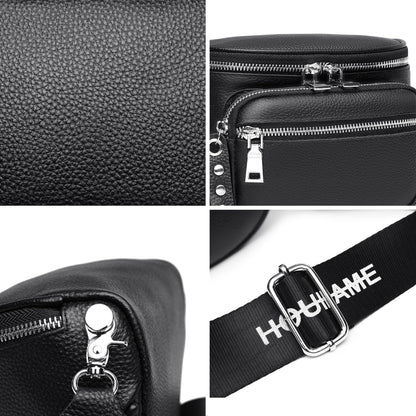 Crossbody Bag Damen Schwarz Echtes Leder Satteltasche Kleine Handtasche