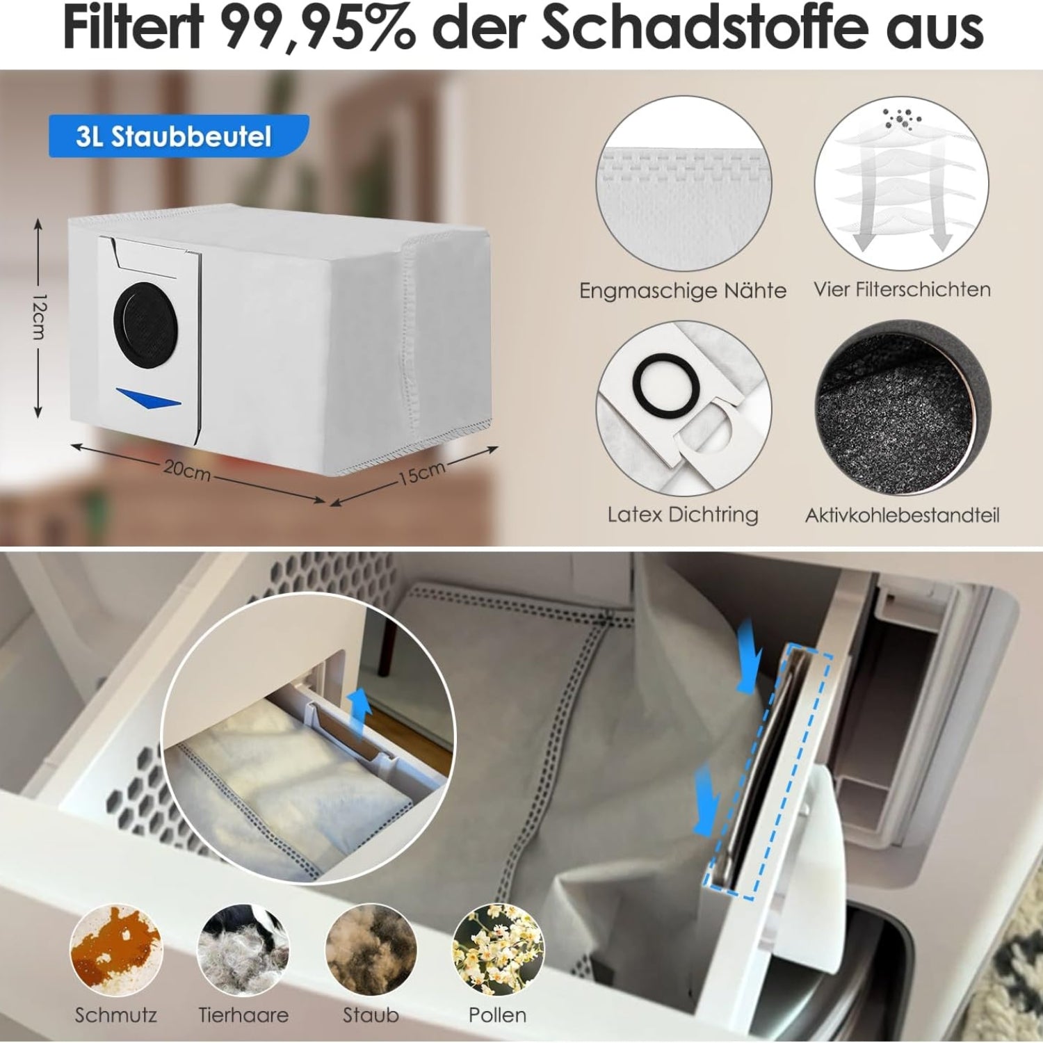 Ecovacs Deebot T20e OMNI Zubehör 6 Staubbeutel 4 Wischtücher 2 Filter 1 Bürste
