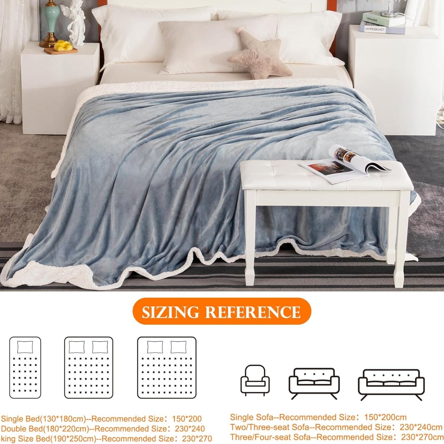 Kuscheldecke Kinder Bettdecke Flauschig FleeceDecke 550GSM 230x240cm